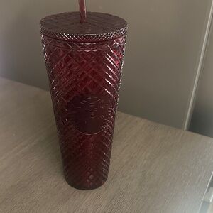 Starbucks Burgundy Textured Tumbler with Straw